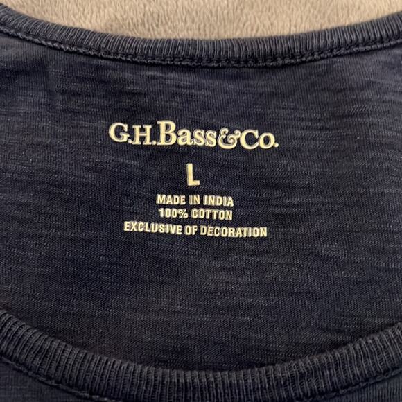 G.H.Bass & Co. Woman Size L Navy Blue Knit Dress Embroidered Drop Waist Tie Belt - Picture 5 of 11